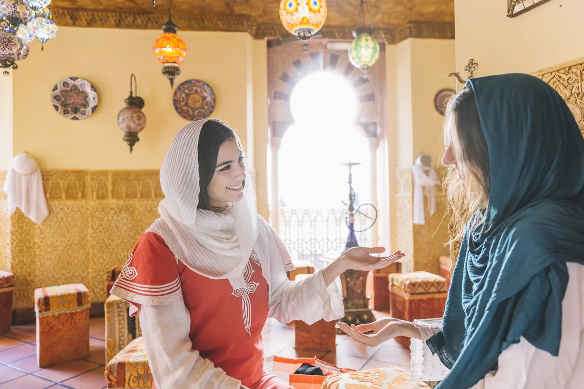 two muslim women in restoran